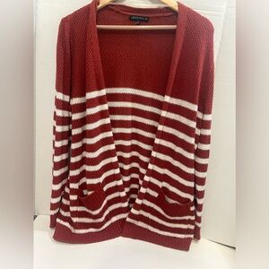 Love, Fire Women's Striped Cardigan in Red and White